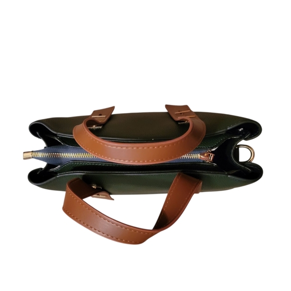 Nwot Green and Tan Women's Handbag. - Picture 6 of 9